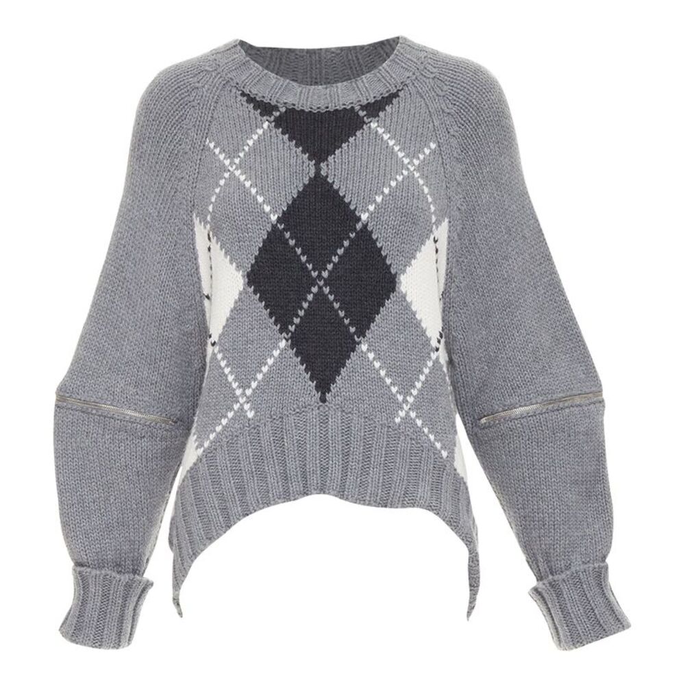 Alexander McQueen wool argyle zipper trim sweater